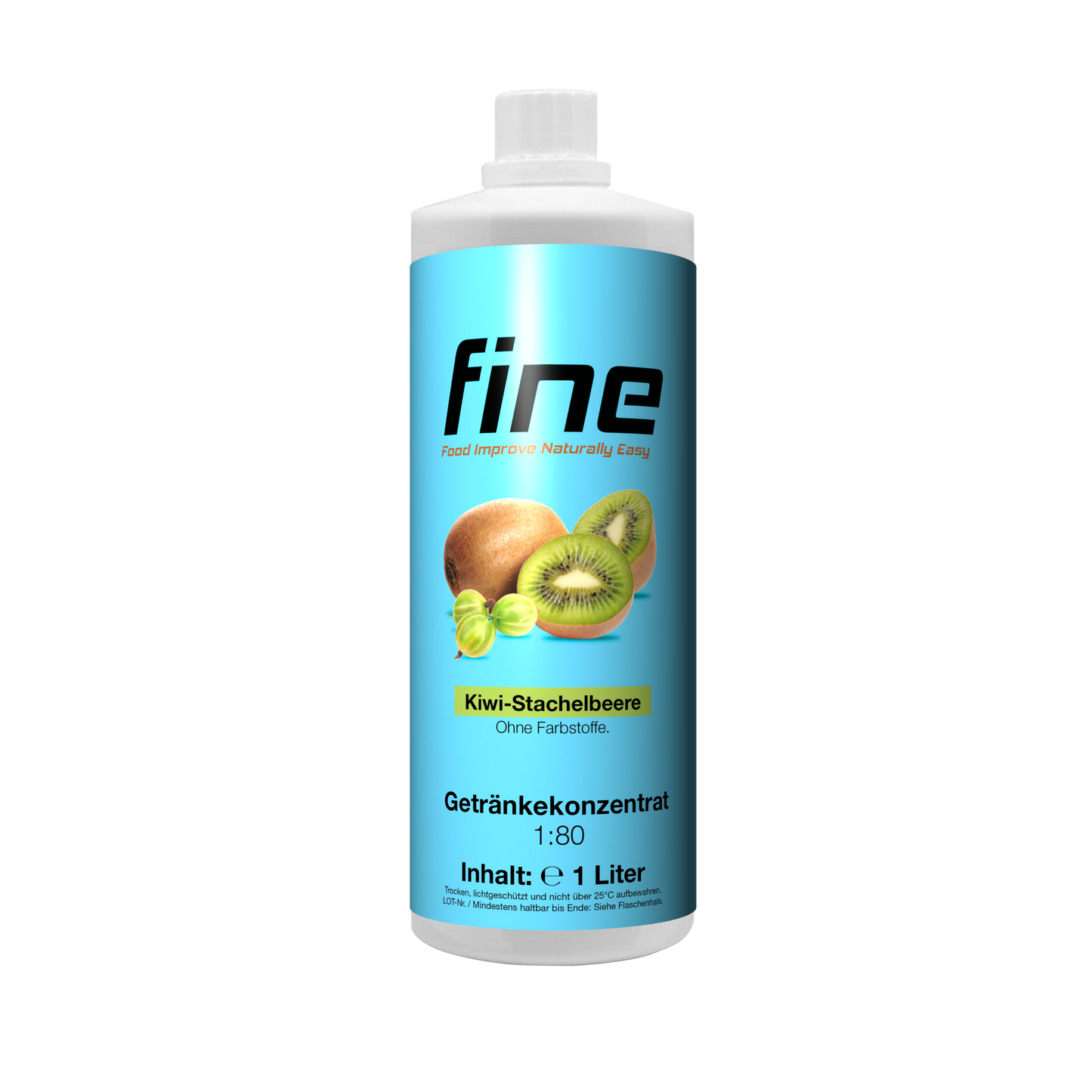 fine Getränkekonzentrat 1000ml Kiwi Stachelbeere Farblos