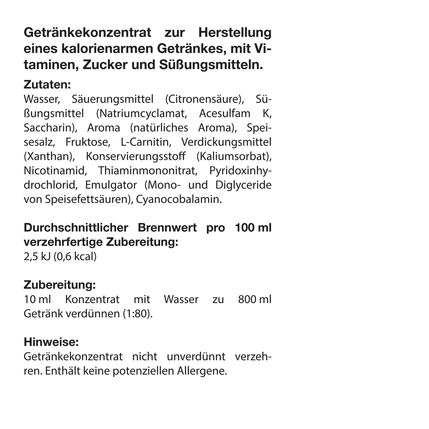fine Getränkekonzentrat 1000ml Weißer Tee Pfirsich Farblos